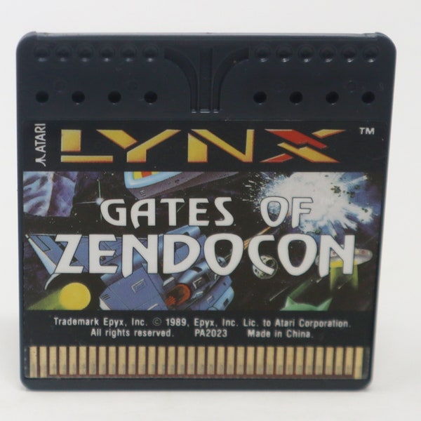 Vintage 1989 80s Atari Lynx Epyx Puertas de Zendocon Videojuego Tarjeta Cartucho Carro Retro
