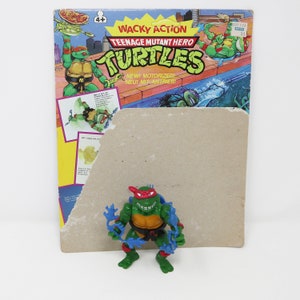Vintage 1990 90s Wacky Action Teenage Mutant Hero Ninja Turtles (TMHT TMNT) Raphael Motorized Action Figure Complete + Cardback