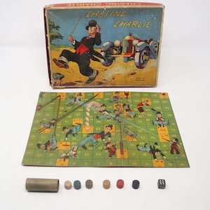 Vintage 1938 30s Spears Chasing Charlie Charlie Chaplin Board Game Made In England Boxed Rare Retro
