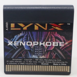 Vintage 1987 80s Atari Lynx Midway Xenophobe Video Game Card Cartridge Cart Retro