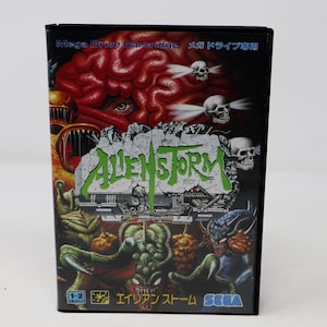 Vintage 1991 90s Sega Mega Drive Megadrive Alienstorm Alien Storm 16-Bit Cartridge Video Game Boxed Japan Version 1 or 2 Players