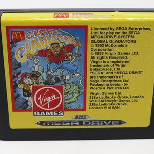 Vintage 1993 90s Sega Mega Drive Megadrive McDonald's Global Gladiator 16-Bit Cartridge Video Game Boxed Pal 1 Player image 10