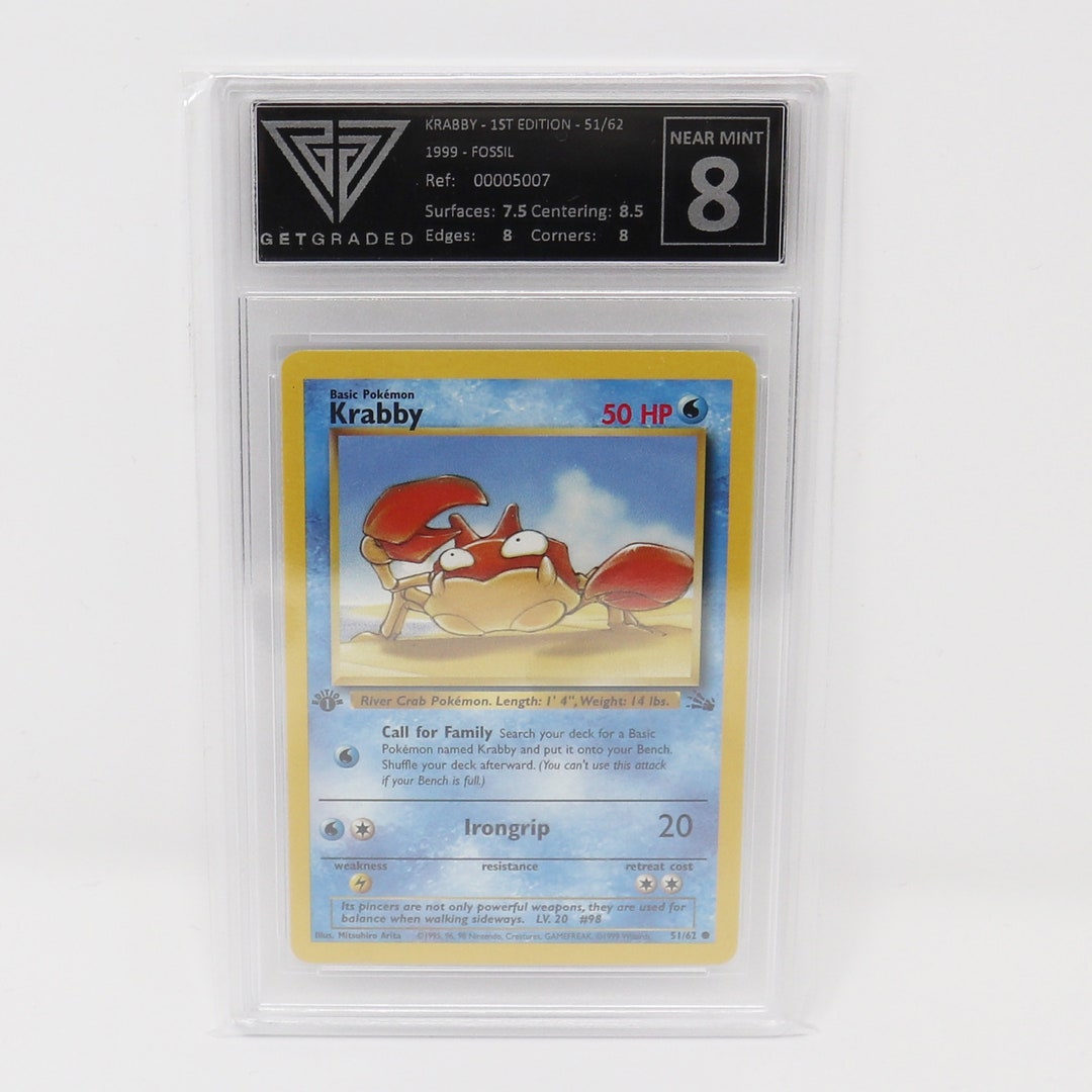 Vintage 1999 90s Nintendo Pokemon Krabby 1st Edition 51/62 Fossil Trading Game Card Get Graded Near Mint 8 Rare - Etsy Vintage 1999 90s Nintendo Pokemon Krabby 1st Edition 51/62 Fossil Trading Game Card Get Graded Near Mint 8 Rare - Etsy