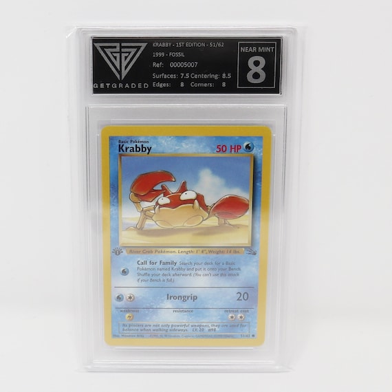 Vintage 1999 90s Nintendo Pokemon Krabby 1st Edition 51/62 Fossil Trading  Game Card Get Graded Near Mint 8 Rare - Etsy