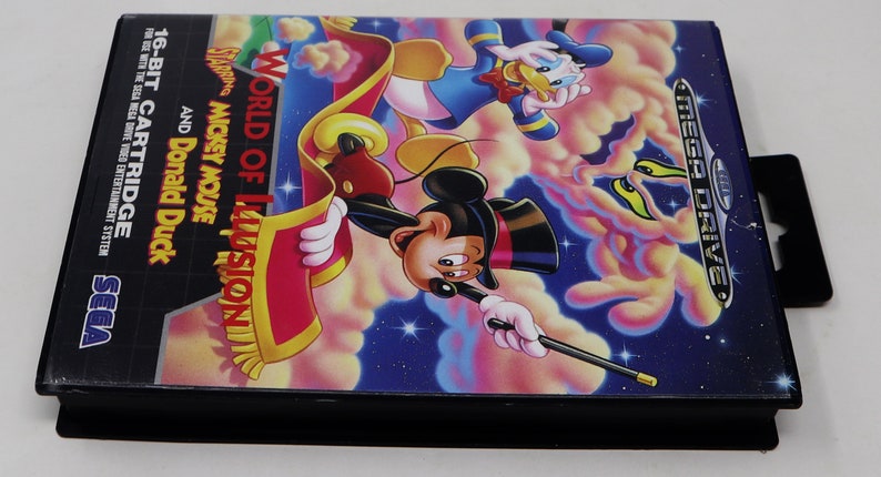 Vintage 1992 90s Sega Mega Drive Megadrive World Of Illusion Starring Mickey Mouse And Donald Duck Cartridge Video Game Pal & French Secam image 3