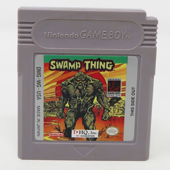 Vintage 1990s Game Boy Compact Video Game System Swamp Thing Cartridge Video Game USA NTSC Version Retro