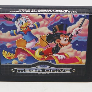 Vintage 1992 90s Sega Mega Drive Megadrive World Of Illusion Starring Mickey Mouse And Donald Duck Cartridge Video Game Pal & French Secam image 10