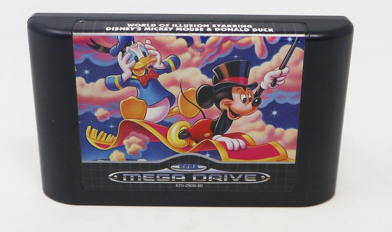 Vintage 1992 90s Sega Mega Drive Megadrive World Of Illusion Starring Mickey Mouse And Donald Duck Cartridge Video Game Pal & French Secam image 10