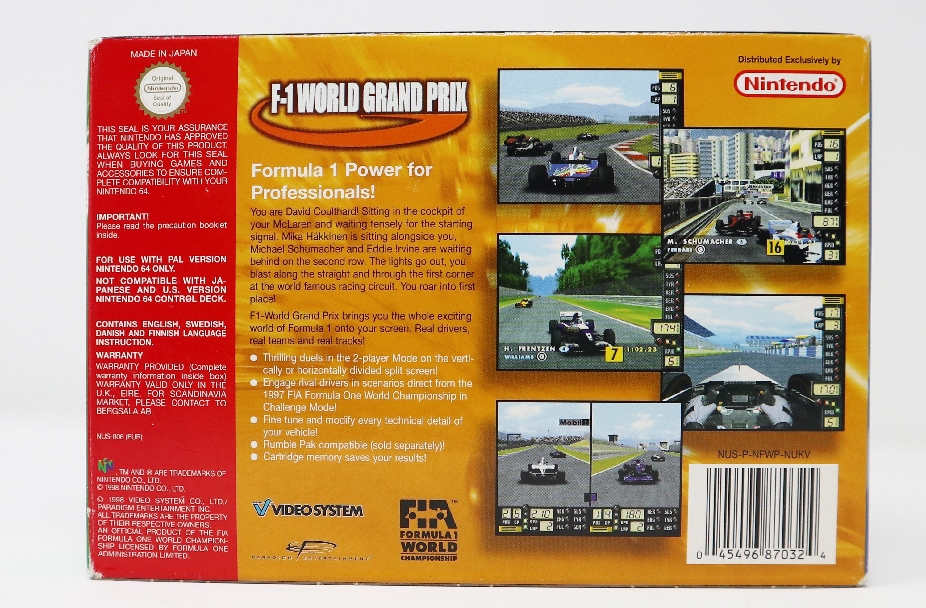 Vintage 1998 90s Nintendo 64 N64 F-1 World Grand Prix Video Game
