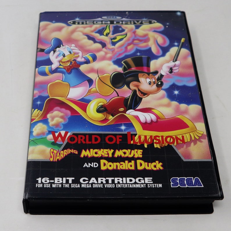 Vintage 1992 90s Sega Mega Drive Megadrive World Of Illusion Starring Mickey Mouse And Donald Duck Cartridge Video Game Pal & French Secam image 5