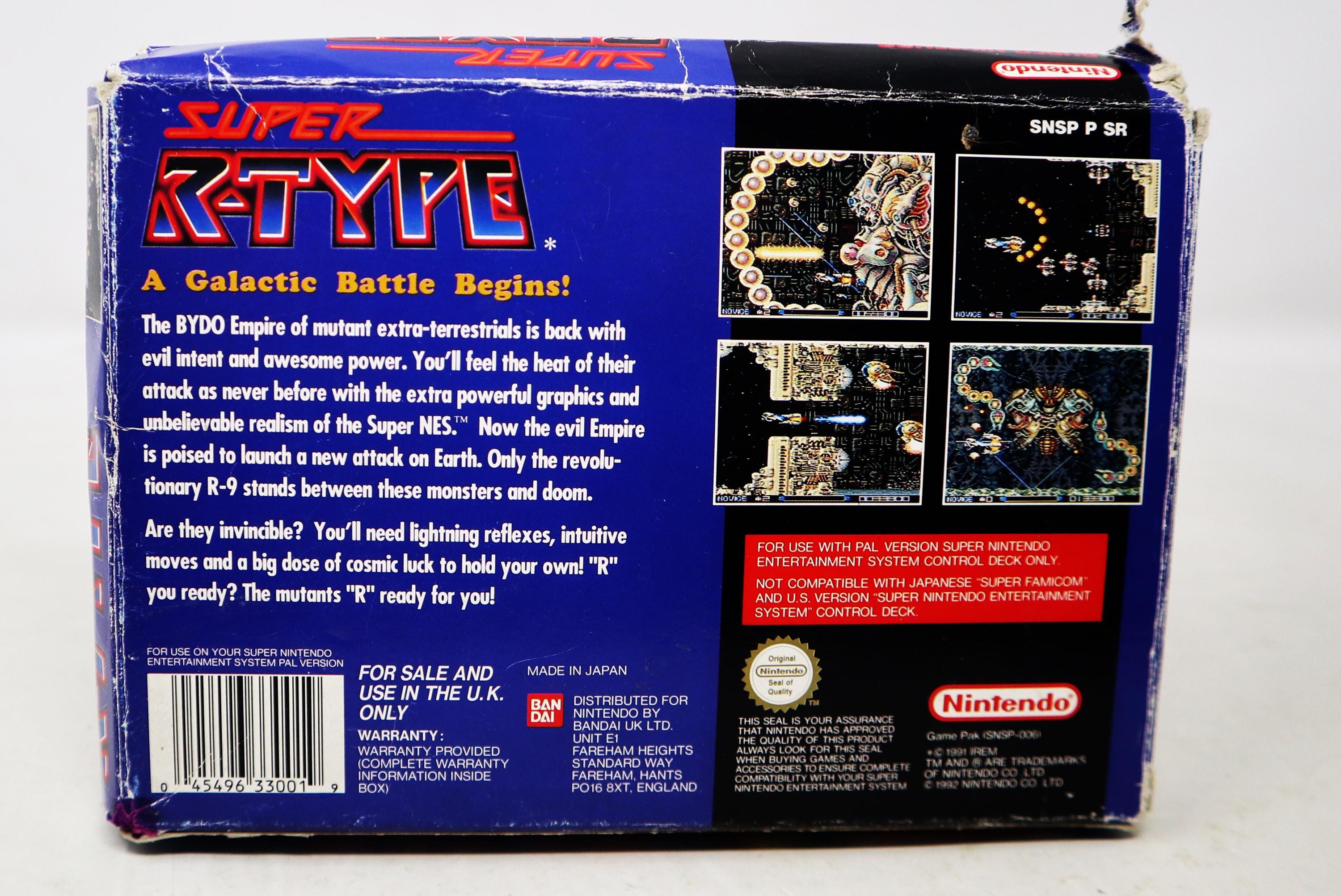 ヴィンテージ 1992 90年代 スーパーファミコン エンターテイメントシステム SNES スーパーRタイプ ビデオゲーム 箱入り Pal - 日本