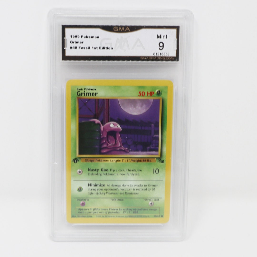 Vintage 1999 90s Nintendo Pokemon Grimer Team #48 Fossil 1st Edition Trading Game Card GMA Graded Mint 9 Rare - Etsy Vintage 1999 90s Nintendo Pokemon Grimer Team #48 Fossil 1st Edition Trading Game Card GMA Graded Mint 9 Rare - Etsy