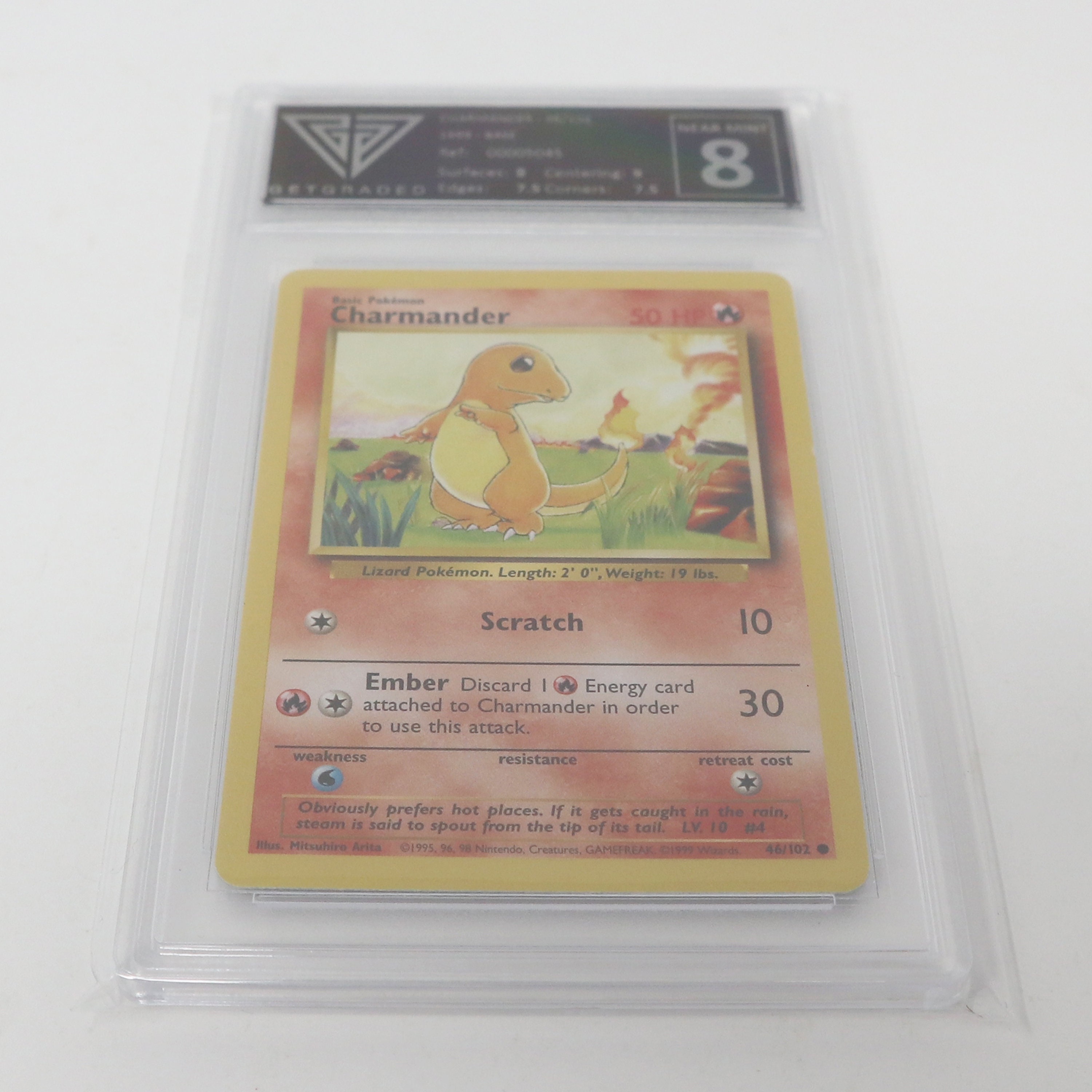 Vintage 1999 90s Nintendo Pokemon Charmander 46/102 Base Trading