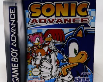 Vintage 2001 Nintendo Game Boy Advance Compact Video Game System Sonic Advance (Sonic The Hedgehog) Cartridge Video Game Boxed Pal
