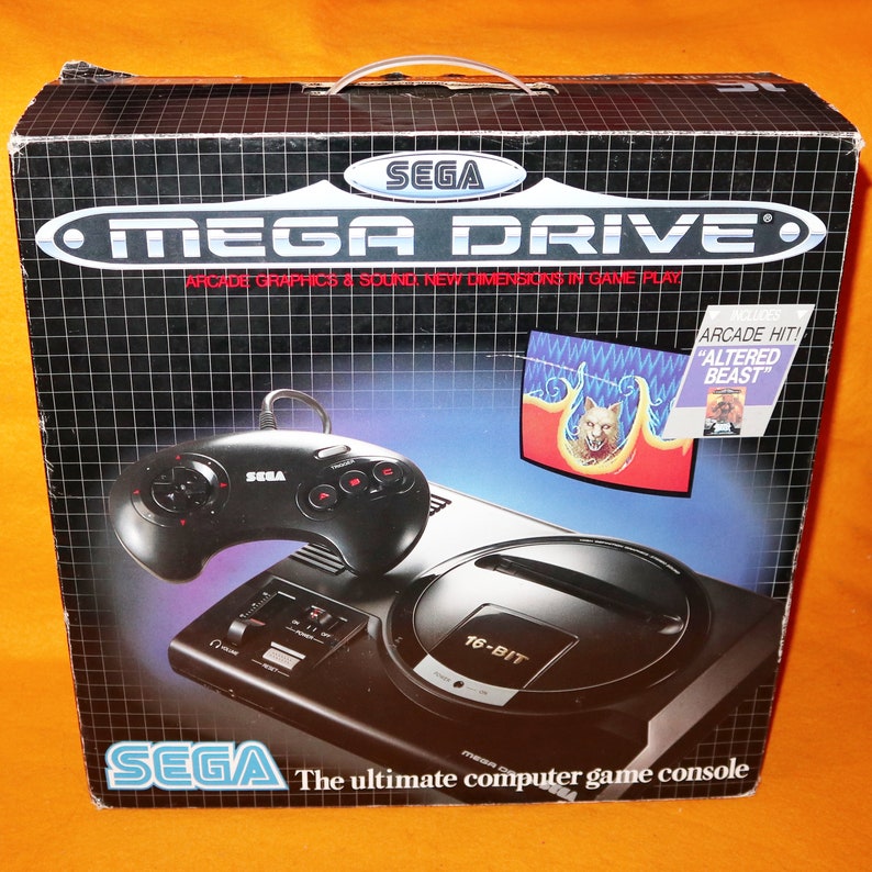 Vintage Sega Mega Drive Megadrive 1 16-Bit Console 1601-05 Boxed Working, Controller Game Lot Rare Altered Beast Version 671-0503 image 1