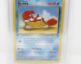 Vintage 1999 90s Nintendo Pokemon Krabby 1st Edition 51/62 Fossil Trading  Game Card Get Graded Near Mint 8 Rare - Etsy