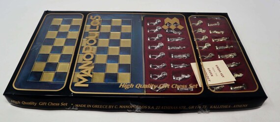 ヴィンテージ マノプロス ギリシャ神話 金属製チェス駒セット ゲーム 