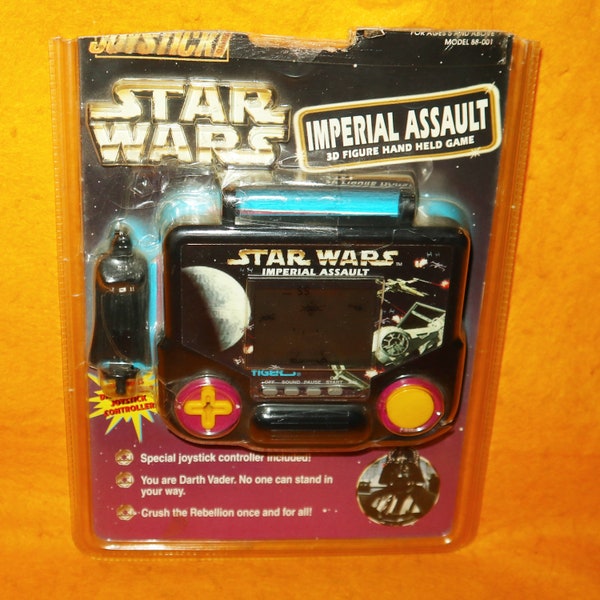 Vintage 1997 90s Tiger Electronic Star Wars Imperial Assault 3D Figure Handheld LCD Video Game Joystick Retro + Opened Cardback Rare