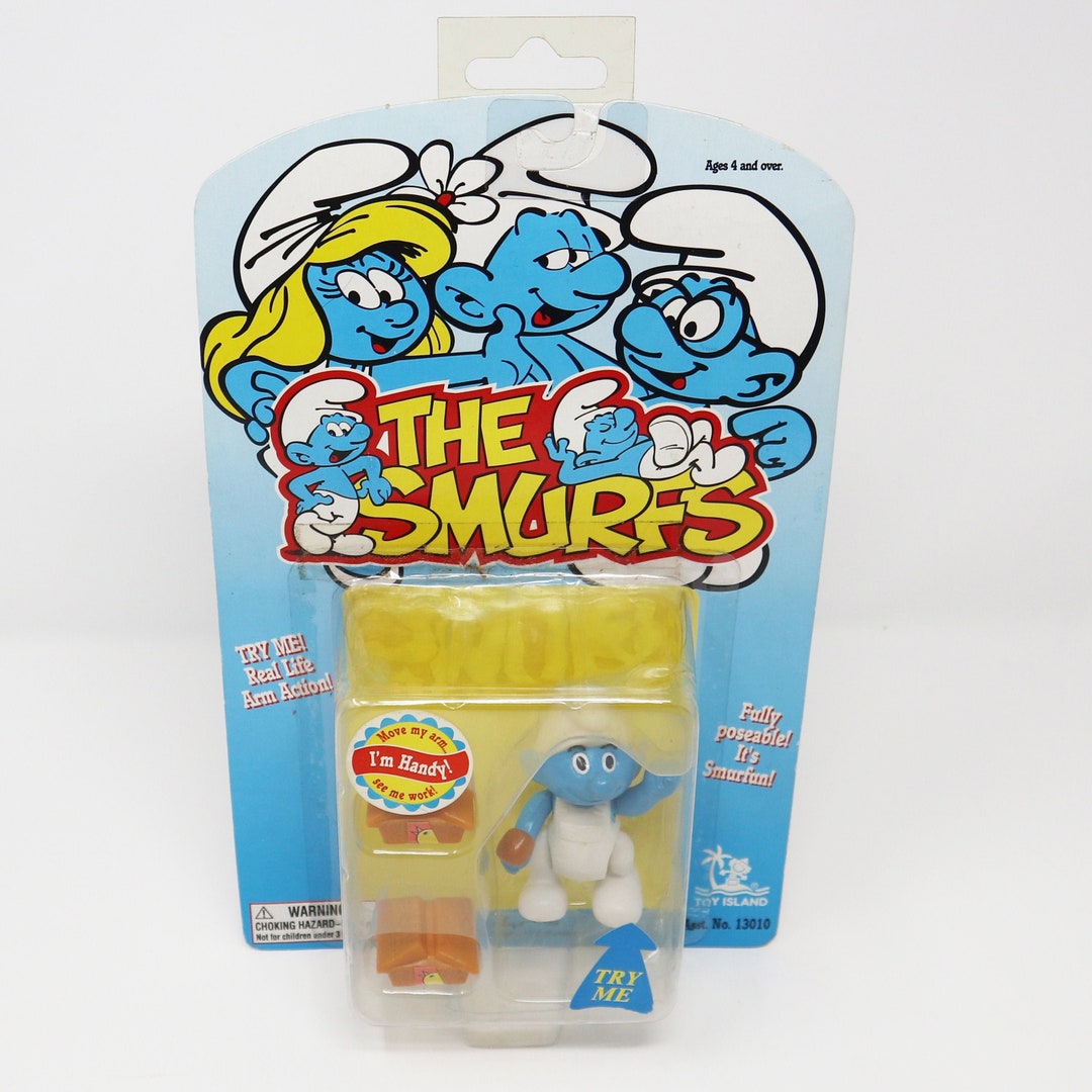 Vintage 1996 90s Toy Island Peyo the Smurfs Handy Smurf Fully