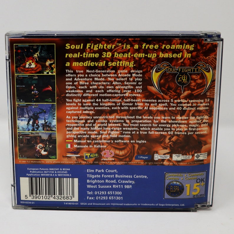 Vintage 1999 90s Sega Dreamcast Soul Fighter Video Game PAL Version 1 Player image 6