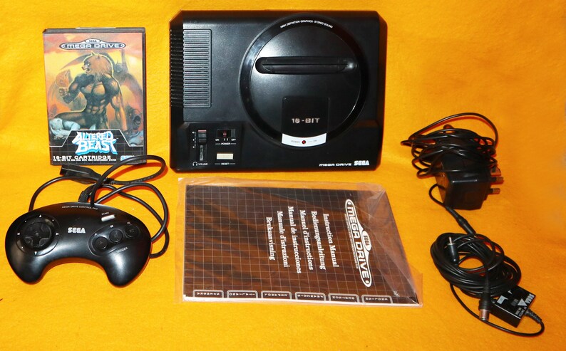 Vintage Sega Mega Drive Megadrive 1 16-Bit Console 1601-05 Boxed Working, Controller Game Lot Rare Altered Beast Version 671-0503 image 8