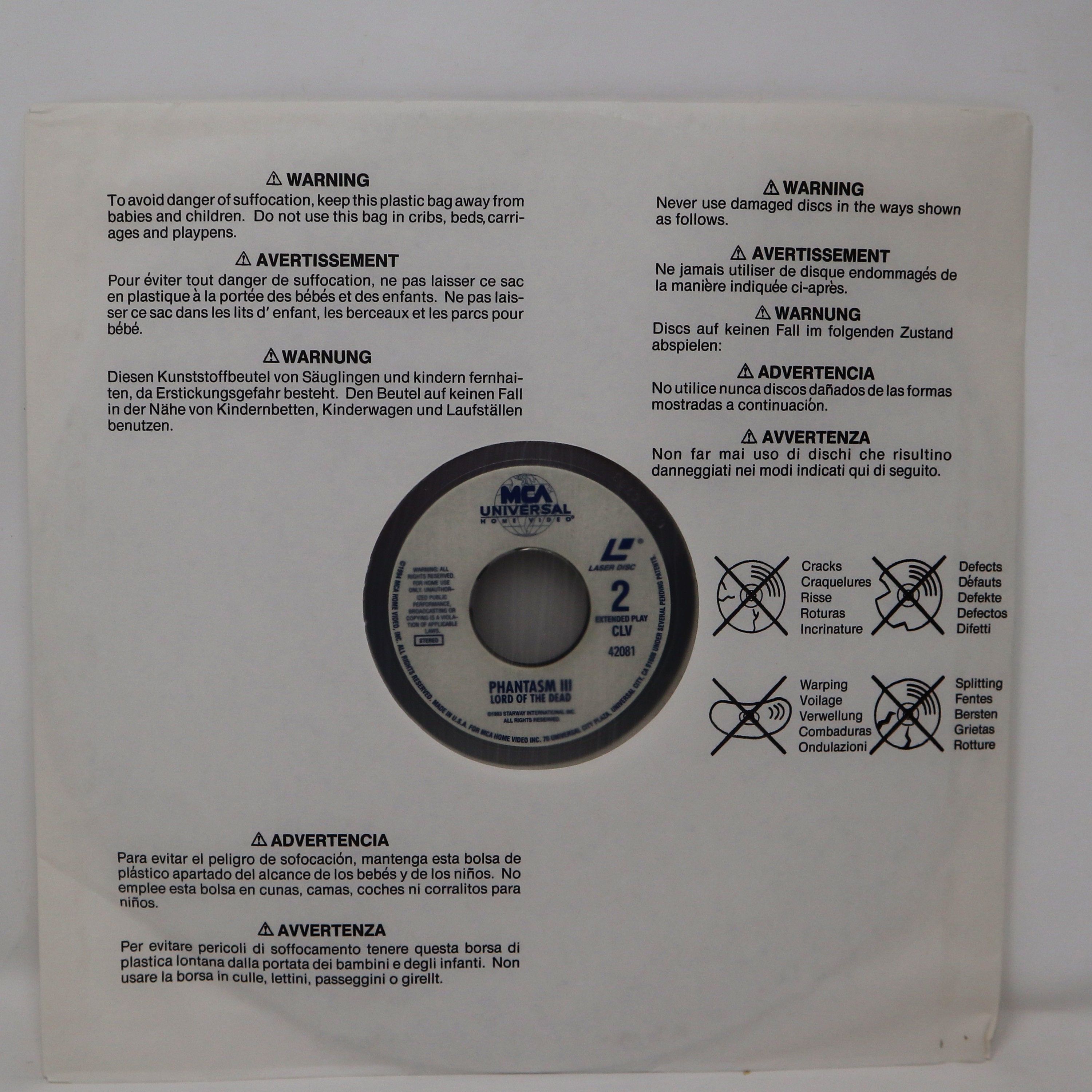 Phantasmaclasm 3枚 英語　UL Vintage 1993 90s MCA Universal Home Video Phantasm III 3 Lord of