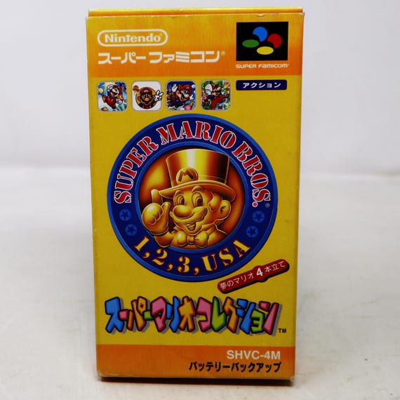 Vintage 1993 90s Nintendo SNES Super Famicom Super Mario Bros. Cartridge Video Game Boxed Japan Retro