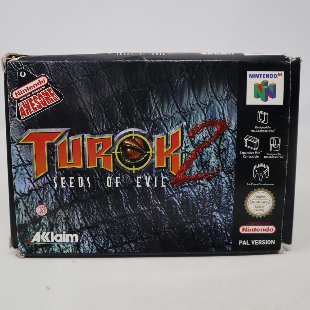 Vintage 1998 90s Nintendo 64 N64 Turok 2 Seeds of Evil Video Game
