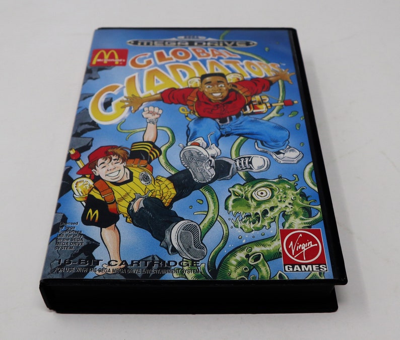 Vintage 1993 90s Sega Mega Drive Megadrive McDonald's Global Gladiator 16-Bit Cartridge Video Game Boxed Pal 1 Player image 5