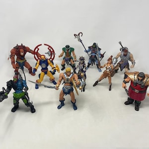 Vintage 2002 Mattel Modern Series MOTU Masters Of The Universe Custom Painted 10 Action Figures Lot He-Man, Skeletor, Teela, Evil Lyn Retro