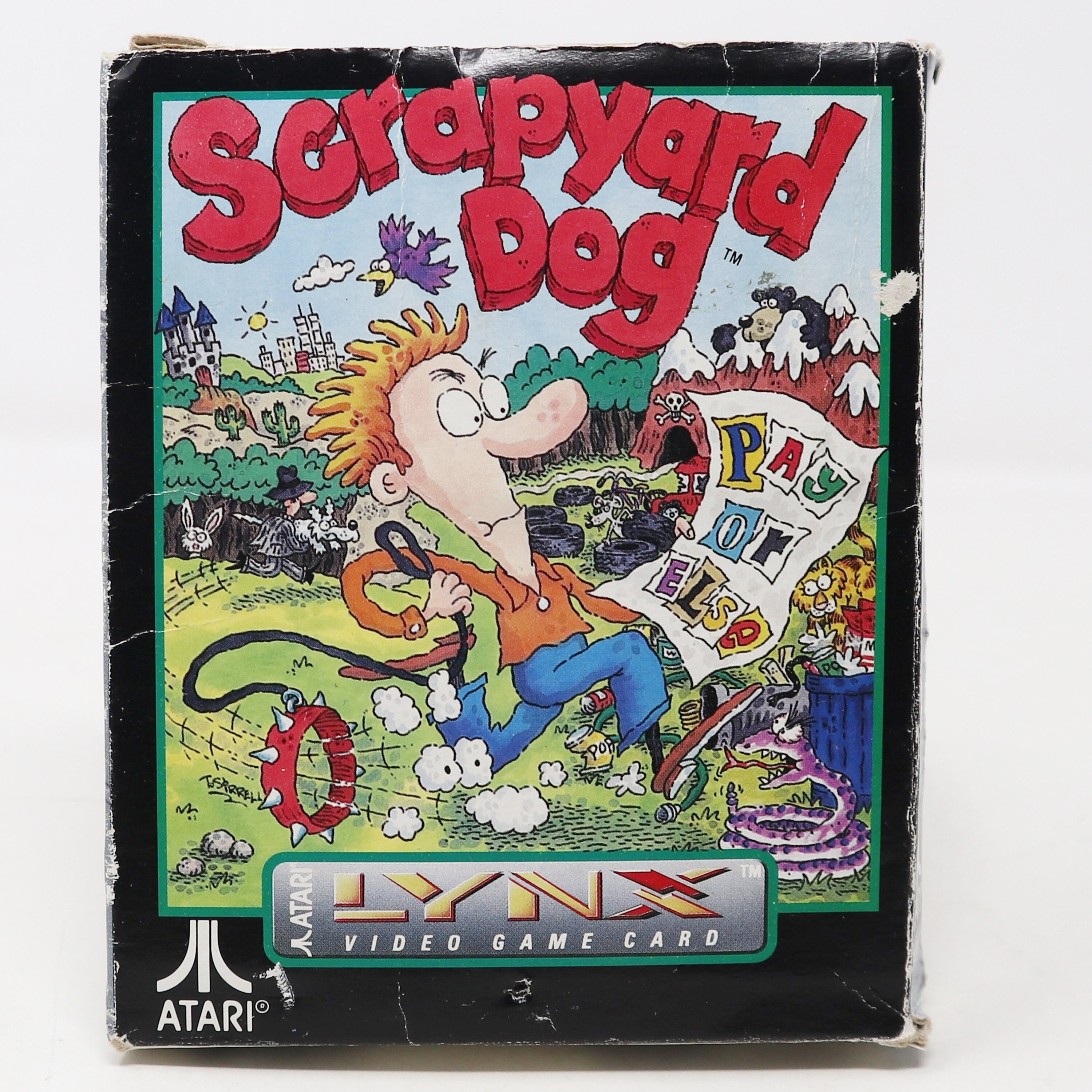Vintage 1991 90s Atari Lynx Scrapyard Dog Video Game Card Boxed 