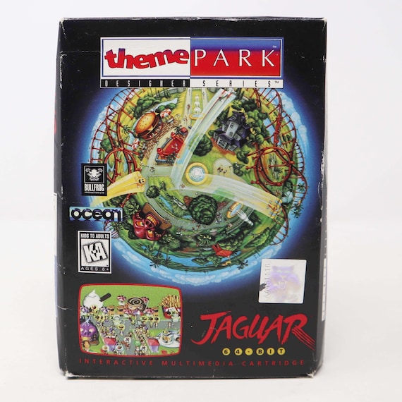 Vintage 1995 90s Atari Jaguar Theme Park Designer Series Video Game 64-Bit Interactive Multimedia Cartridge Boxed Pal UK Retro