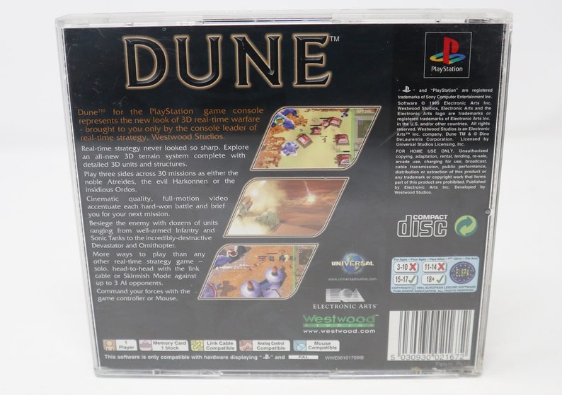 Vintage 1999 90s Playstation 1 PS1 Dune Video Game Pal Version 1 Player image 6