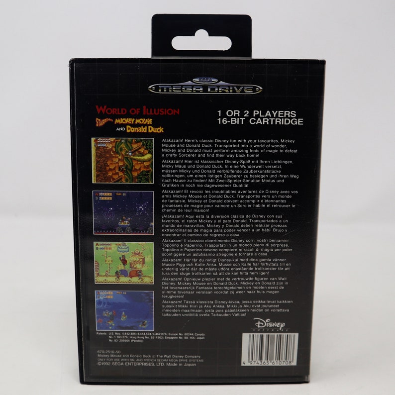 Vintage 1992 90s Sega Mega Drive Megadrive World Of Illusion Starring Mickey Mouse And Donald Duck Cartridge Video Game Pal & French Secam image 6