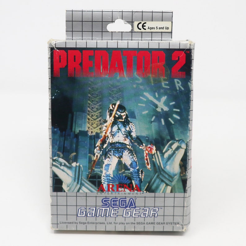 Vintage 1992 90s Sega Game Gear Predator 2 Cartridge Video Game Boxed Pal image 1