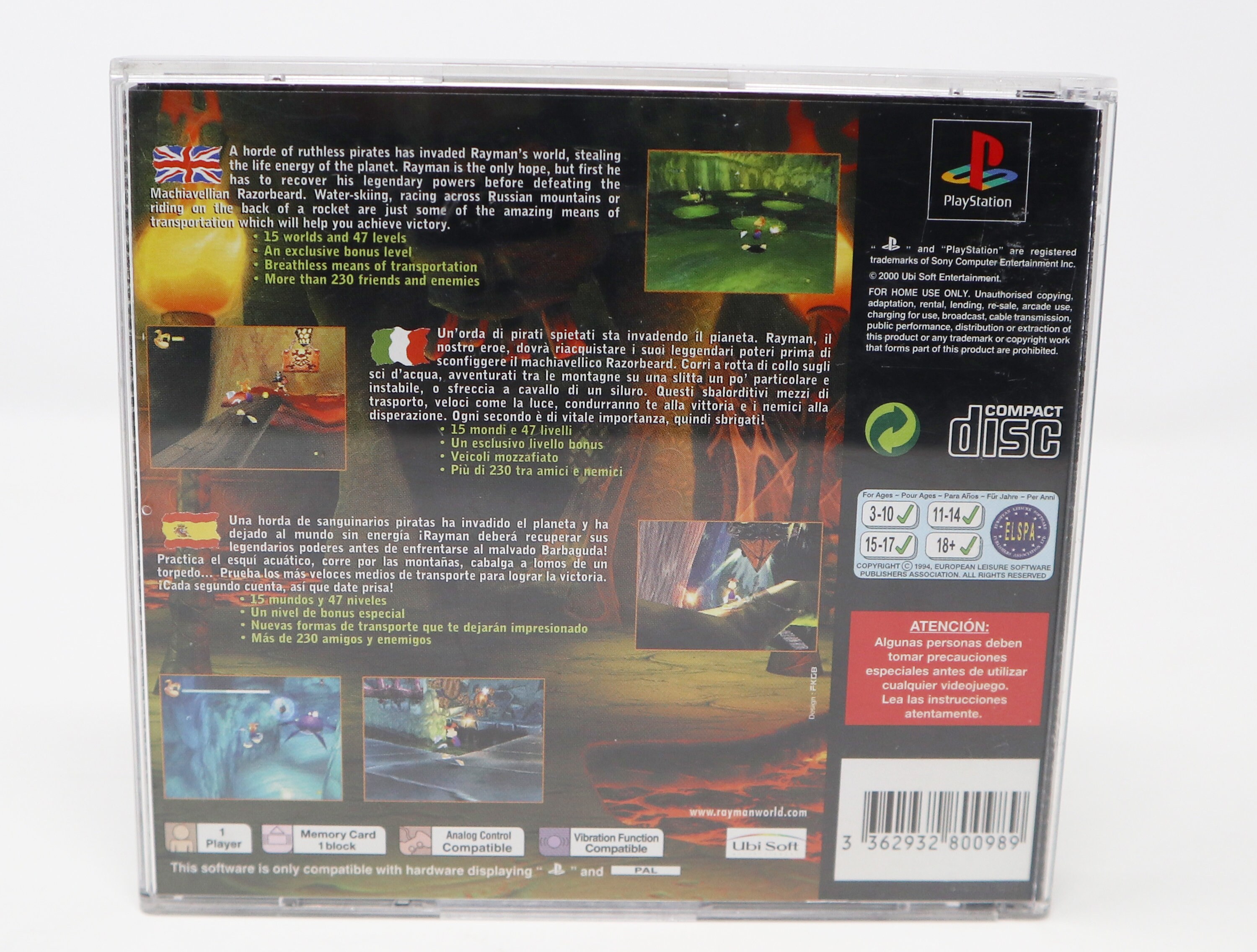 Rayman Sur Sony PS1 (PAL) - Complet, Boîtier, Notice, Bon état - Jeu Rétro