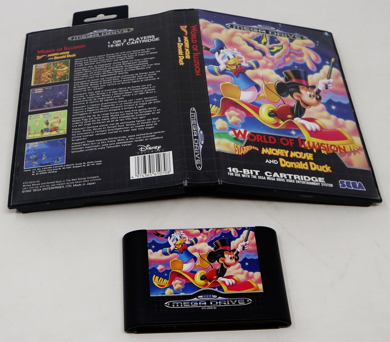 Vintage 1992 90s Sega Mega Drive Megadrive World Of Illusion Starring Mickey Mouse And Donald Duck Cartridge Video Game Pal & French Secam image 7