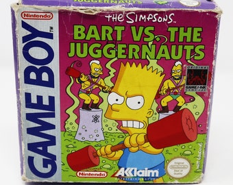 Vintage 1992 90s Nintendo Game Boy Compact Video Game System The Simpsons Bart Vs. The Juggernauts Cartridge Video Game Boxed Pal