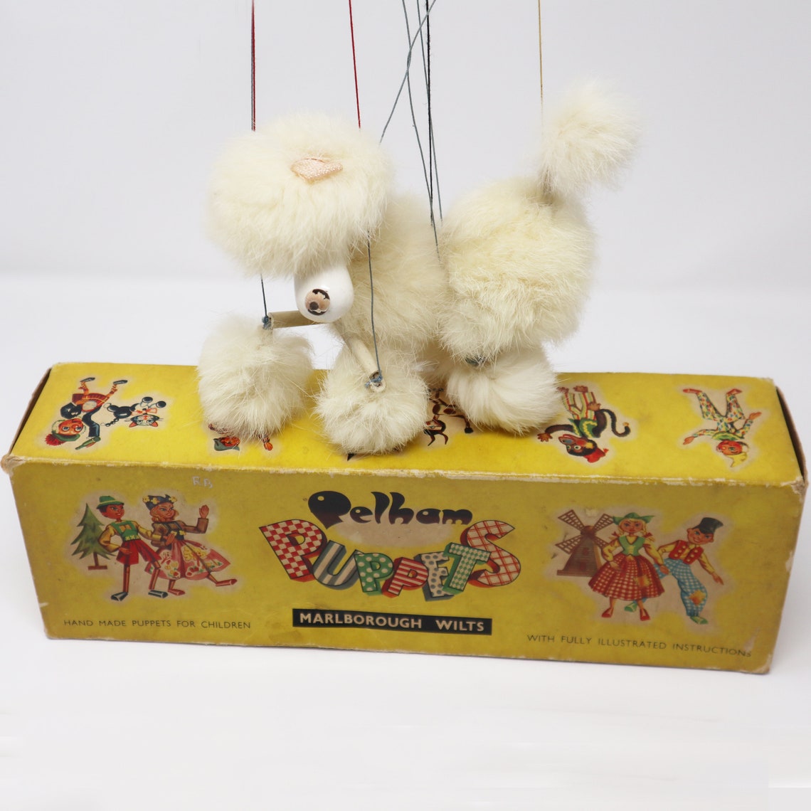 Vintage Pelham Puppets White Poodle Animal Hand Made Puppet Etsy