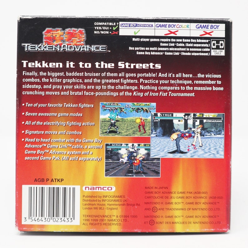 Vintage 2001 Nintendo Game Boy Advance Tekken Advance Cartridge Video Game Boxed Pal image 6