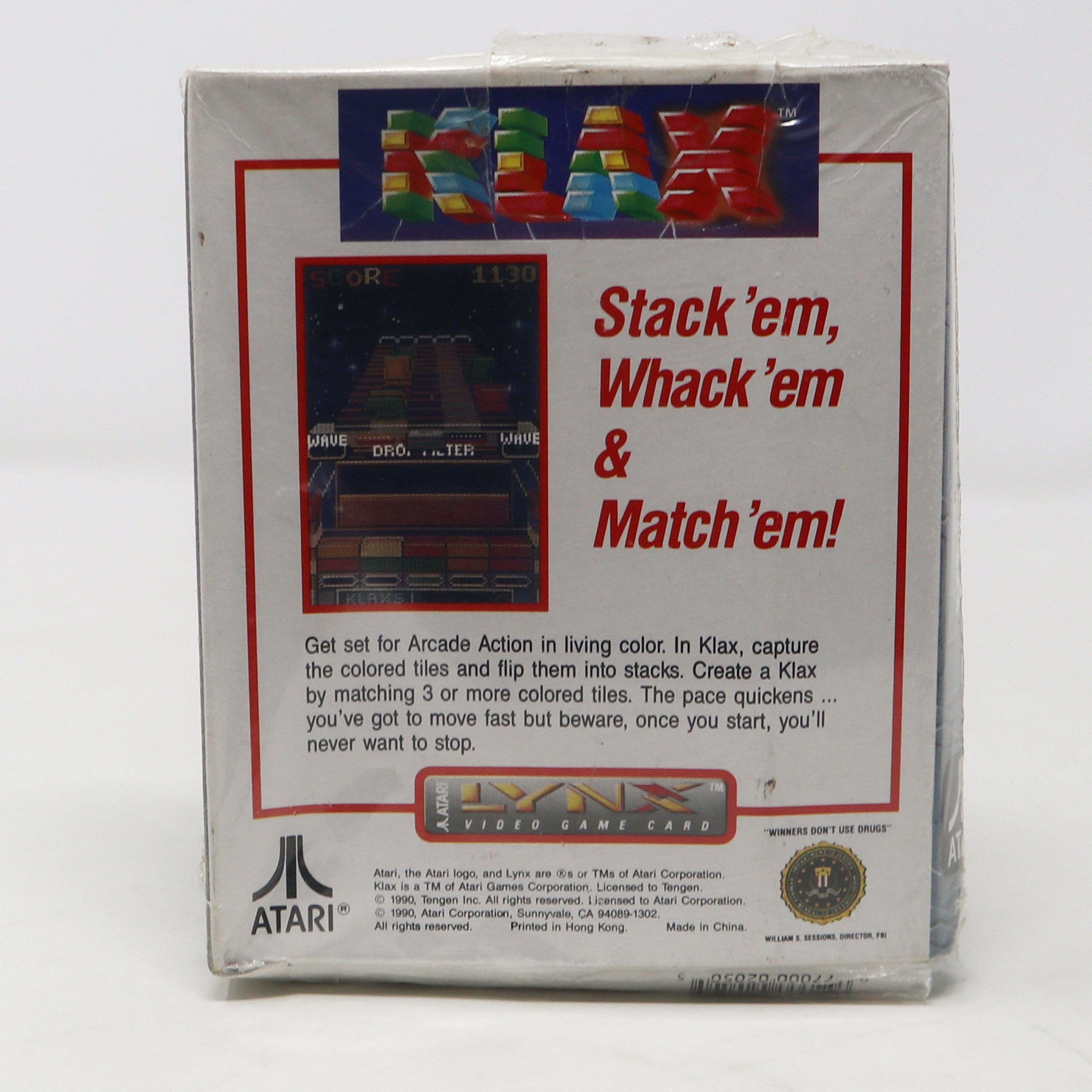 Vintage 1990 90s Atari Lynx Handheld Klax Video Game Card Boxed 