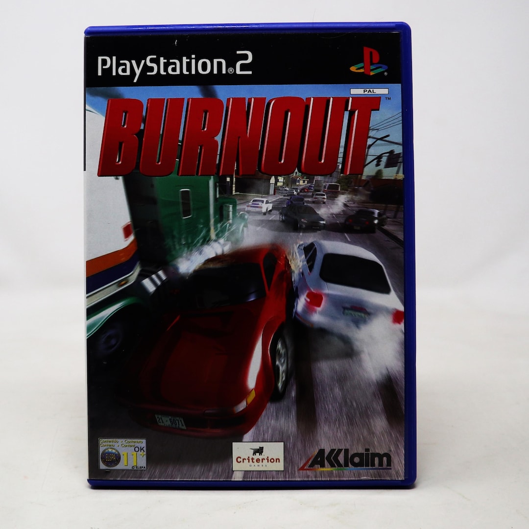 Vintage 2001 Sony Playstation 2 PS2 Burnout Car Racing Video Game PAL 1 ...