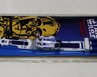 Vintage 1997 90s Watchit Star Wars R2-DR LCD Digital Watch Carded