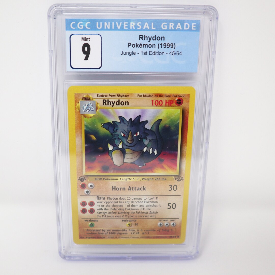 Vintage 1999 90s Nintendo Pokemon Rhydon 1st Edition 45/64 Jungle ...