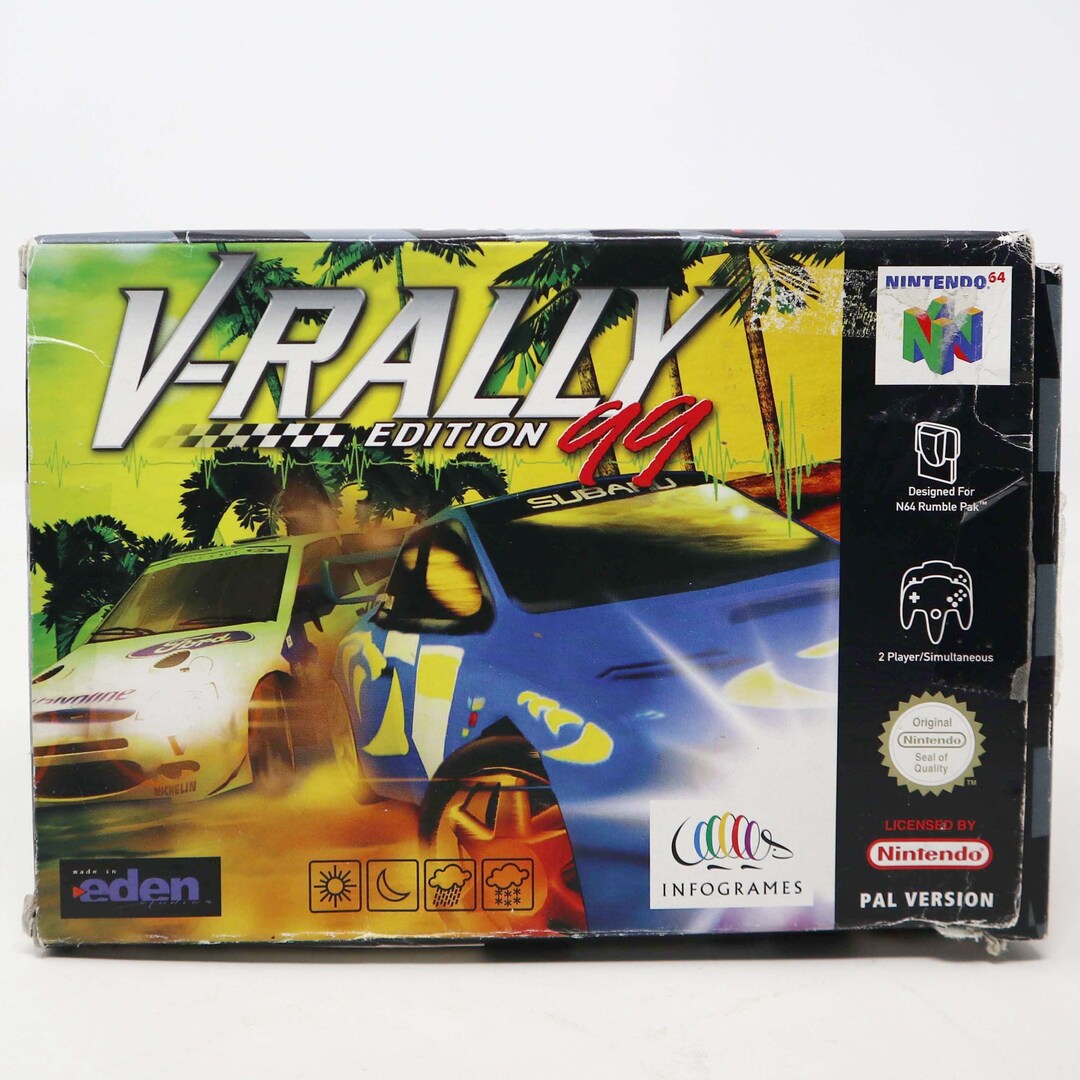 Vintage 1990s Nintendo 64 N64 V-rally Edition 99 Cartridge Video