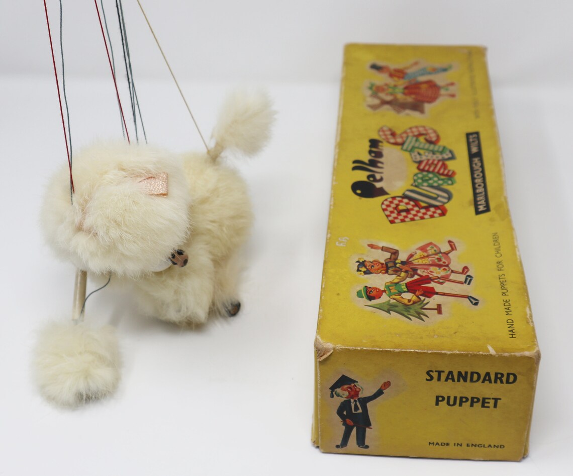 Vintage Pelham Puppets White Poodle Animal Hand Made Puppet Etsy