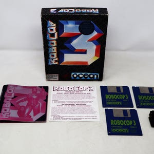Vintage 1991 90s Commodore Amiga CBM A500, A1000, A1500, A2000, A3000, A500 PLUS Robocop 3 Video Game Boxed Rare Bigger Box Version