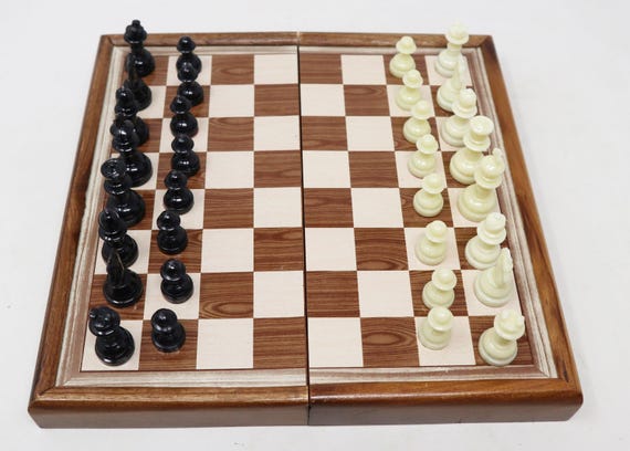 Vintage 1970s 70s Magnetic Chess Set Portable Board Game in
