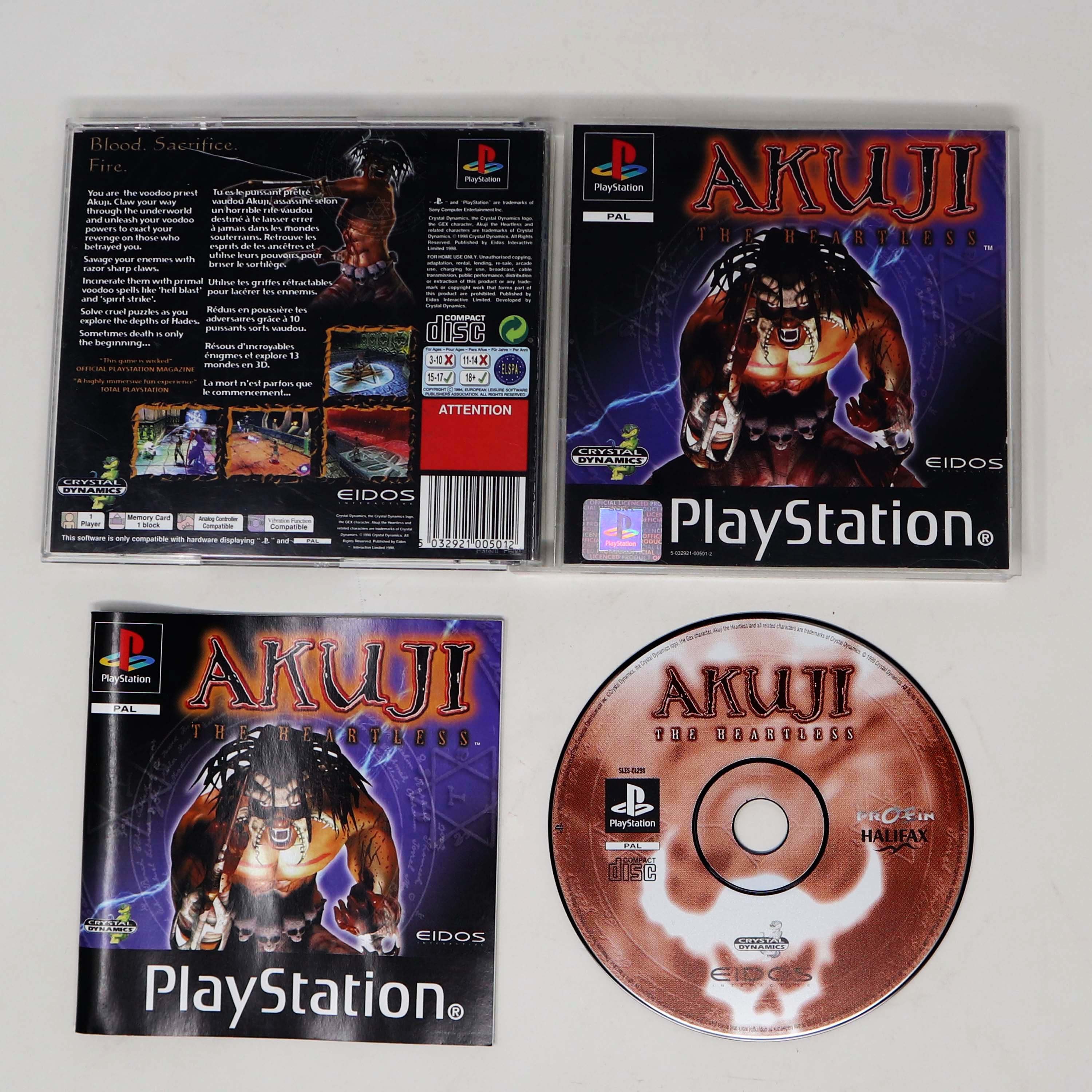 Vintage 1999 90s Playstation 1 PS1 Akuji the Heartless Video Game