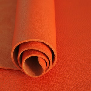 Heterogeneous and Natural Grained Full-Grain Cowhide Leather, Useful for Grain Bag Tote FLOATER Naranja